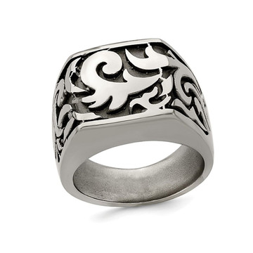 Men's Titanium Pattern Signet  Ring product image