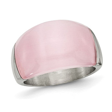 Stainless Steel Brushed Pink Cats Eye Ring product image