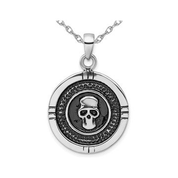 Sterling Silver Antiqued Skull Necklace with Chain product image