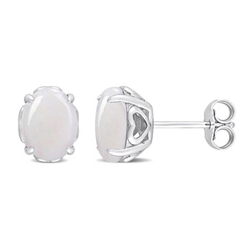 2.00 Carat (ctw) Opal Oval Stud Earrings in Sterling Silver product image
