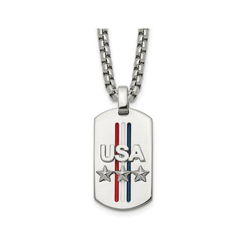 Men's Stainless Steel USA and Stars Dog Tag Necklace  product image