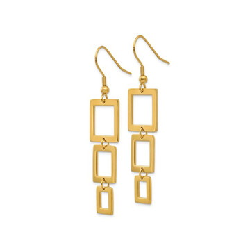 Yellow Plated Stainless Steel Polished Rectangle Dangle Earrings product image