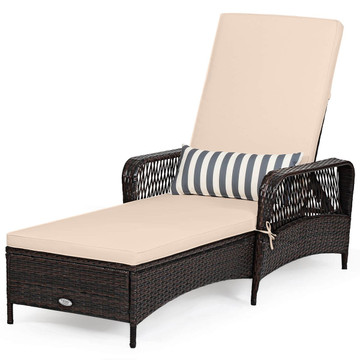 PE Rattan Chaise Lounge Chair with Adjustable Backrest product image