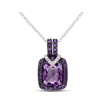 3.08 Carat (ctw) Amethyst Pendant Necklace In Sterling Silver product image