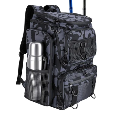 Fishing Backpack with Rod Holders and Multi‑Pocket Tackle Storage product image