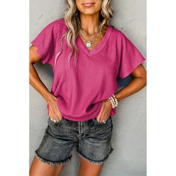 Emerson Crinkled V Neck Wide Sleeve T-Shirt product image