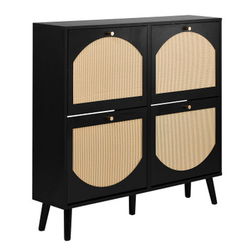 Rattan Shoe Cabinet with 4 Flip Drawers product image