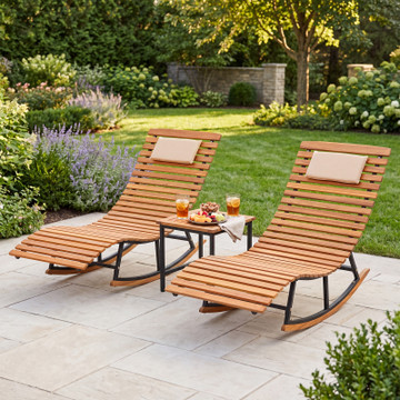 Patio Acacia Wood Rocking Chaise (1- or 2-Pack) product image