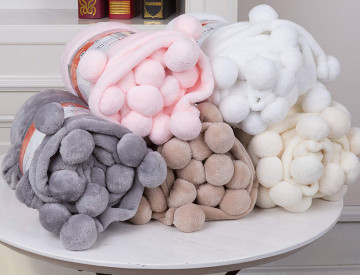 Cheer Collection Pom Pom Flannel Blanket product image