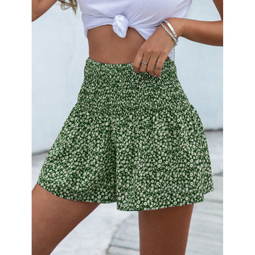 Women's Floral Print Shirred Wide Leg Shorts product image