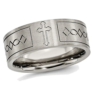 Men's 6mm Cross Design Titanium Wedding Band Ring product image