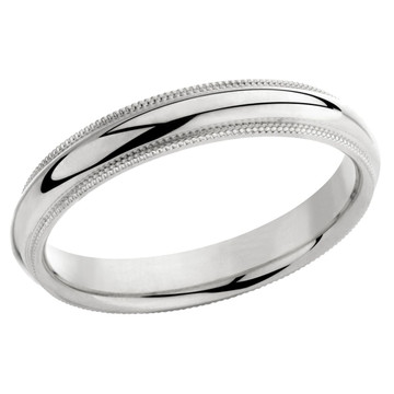 Unisex Comfort Fit 4mm Milgrain Wedding Band Ring in Sterling Silver product image