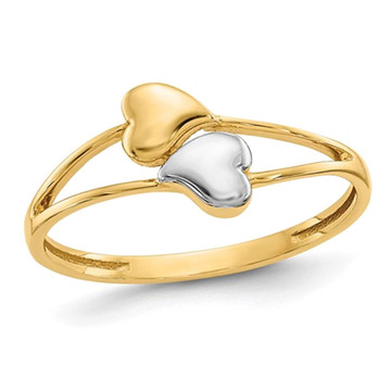 14K Yellow and White Gold Double Heart Promise Ring (Size 7) product image