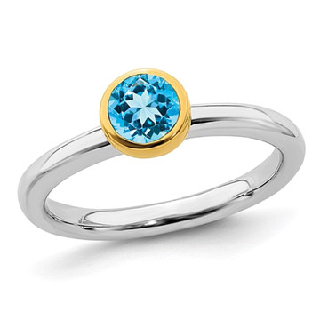 1/2 Carat (ctw) Solitaire Blue Topaz Ring in Sterling Silver  product image