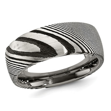 Men's 8mm Damascus Steel Polished Band Ring  product image