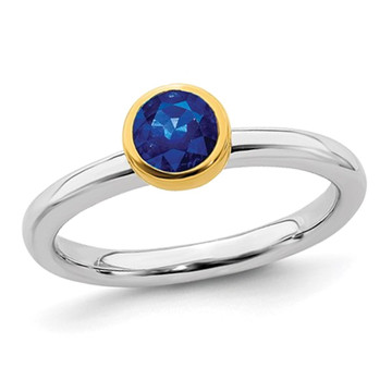 Ladies Lab Created Blue Sapphire Solitaire Ring 1/2 Carat (ctw) in Sterling Silver product image