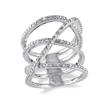 Diamond Crossover Fashion Cocktail Ring 1/5 Carat Diamond in Sterling Silver product image