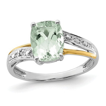 2.50 Carat (ctw) Green Quartz Ring in Sterling Silver with 14K Gold Accents product image
