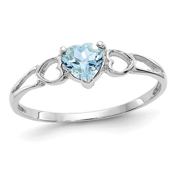 2/5 Carat (ctw) Light Aquamarine Heart Ring in 14K White Gold product image