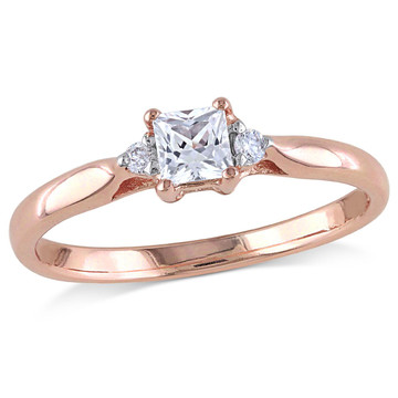 1/4 Carat (ctw) Princess-Cut White Sapphire Promise Ring in Rose Plated Sterling Silver product image