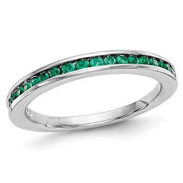 1/3 Carat (ctw) Green Emerald Semi-Eternity Band Ring in 14K White Gold product image