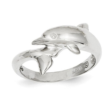 Ladies 14K White Gold Polished Dolphin Ring (Size 7) product image
