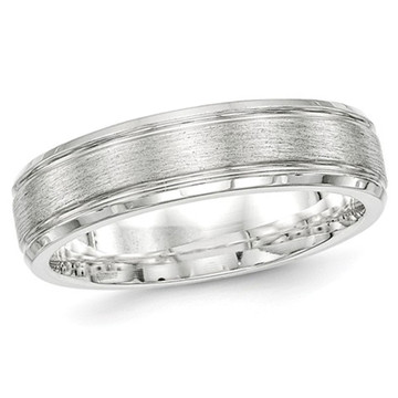 6mm Men's Brushed Sterling Silver Rhodium Plated Band Ring product image