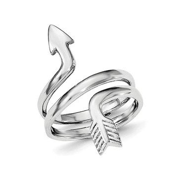 Ladies Sterling Silver Rhodium Plated Arrow Wrap Ring (Size 7) product image