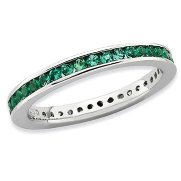 1/2 Carat (ctw) Lab-Created Emerald Band Ring in Sterling Silver product image
