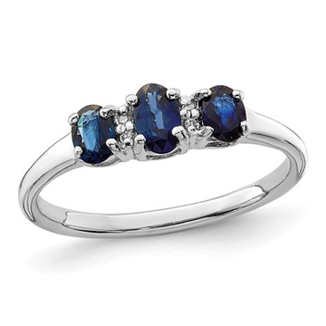 4/5 Carat (ctw) Three-Stone Blue Sapphire Ring in Sterling Silver product image