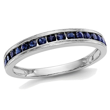1/4 Carat (ctw) Natural Blue Sapphire Wedding Band Ring in 14K White Gold (Size 7) product image