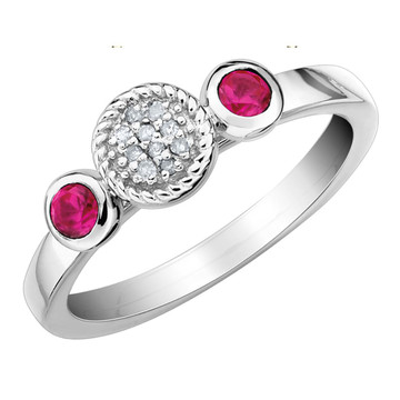 1/3 Carat (ctw) Lab Created Ruby Ring with Diamonds in Sterling Silver product image