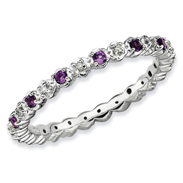 1/5 Carat (ctw) Amethyst Ring with Diamond Accent in Sterling Silver product image