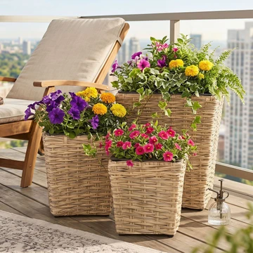 Tapered Rattan Planters (Set of 3) product image