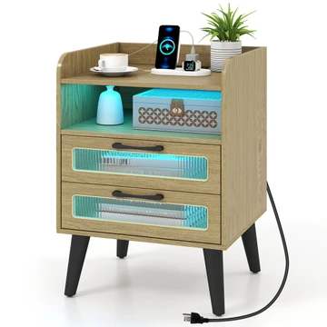 LED Nightstand with Charging Station (1- or 2-Pack) product image