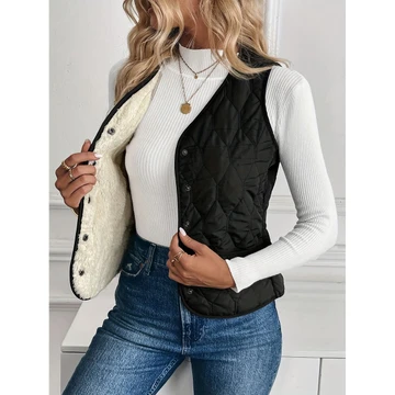 Women's V‑Neck Sleeveless Puffer Vest product image