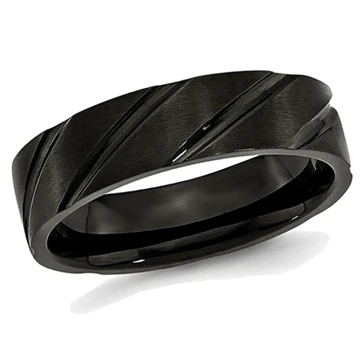 6mm Mens' Black Plated Titanium Swirl Design Band Ring product image