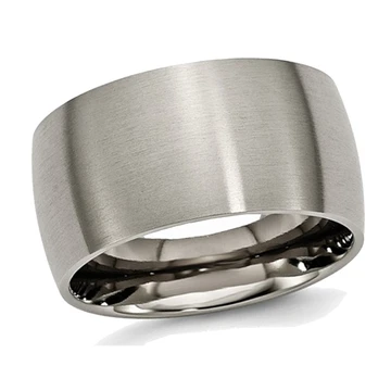12mm  Men's Chisel  Titanium Brushed Wedding  Band Ring product image