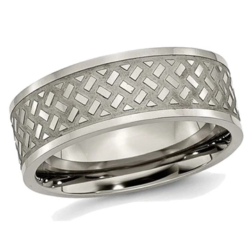 8mm Men's Titanium Weave Polished Wedding Band Ring product image