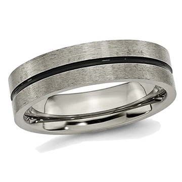 6mm Men's Titanium Satin Black Enamel Brushed Wedding Band Ring product image