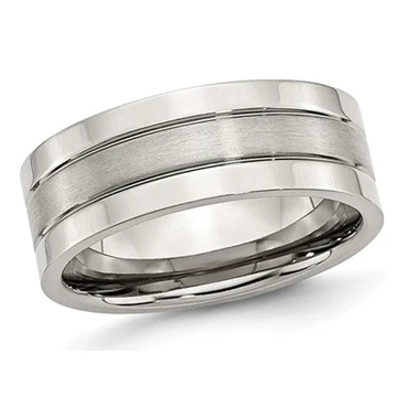 8mm Men's Chisel Satin Stainless Steel Comfort Fit Wedding Band Ring product image