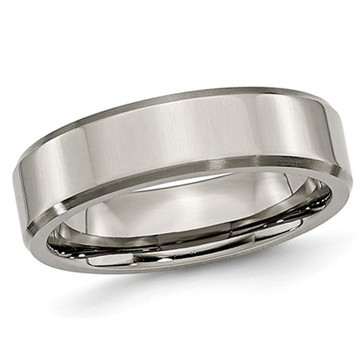 6mm Ladies Chisel Titanium Wedding Band Ring with Beveled Edge product image