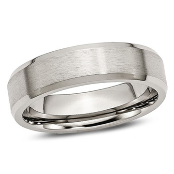 6mm Men's Chisel Titanium Wedding Band Ring with Beveled Edge product image