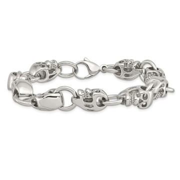 8.75" Mens Skull Bracelet in Stainless Steel product image