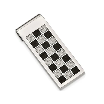 Men's Stainless Steel Black and Grey Carbon Fiber Inlay Money Clip product image