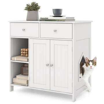 Cat Litter Box Enclosure with Double-Door Cabinet  product image