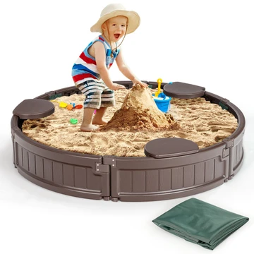 Wooden Sandbox with Built-in Edge Seats product image