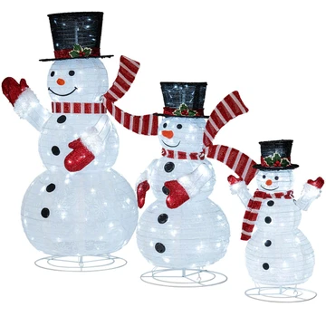 3-Piece Pre-Lit 3D Snowman Set with 270 LED Lights product image