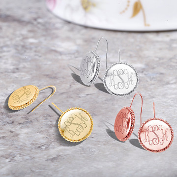 Personalized Braided Round Monogram Earrings product image Personalized Braided Round Monogram Earrings product image