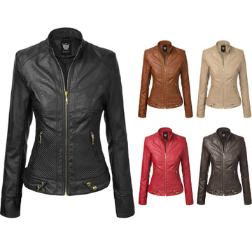 Women's Faux Leather Zip-up Moto Biker Jacket product image Women's Faux Leather Zip-up Moto Biker Jacket product image
